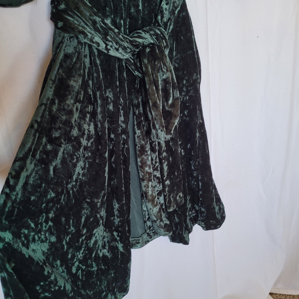 Victoria's Secret Robe Crushed Velvet Wrap Size M-L Emerald Green Moody - Picture 6 of 10